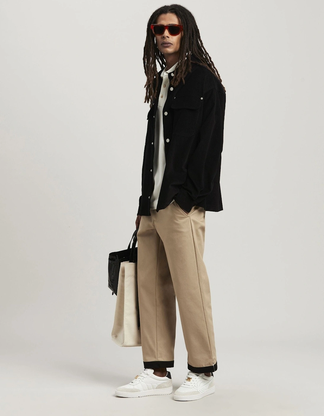 Velvet Back Logo Overshirt Black