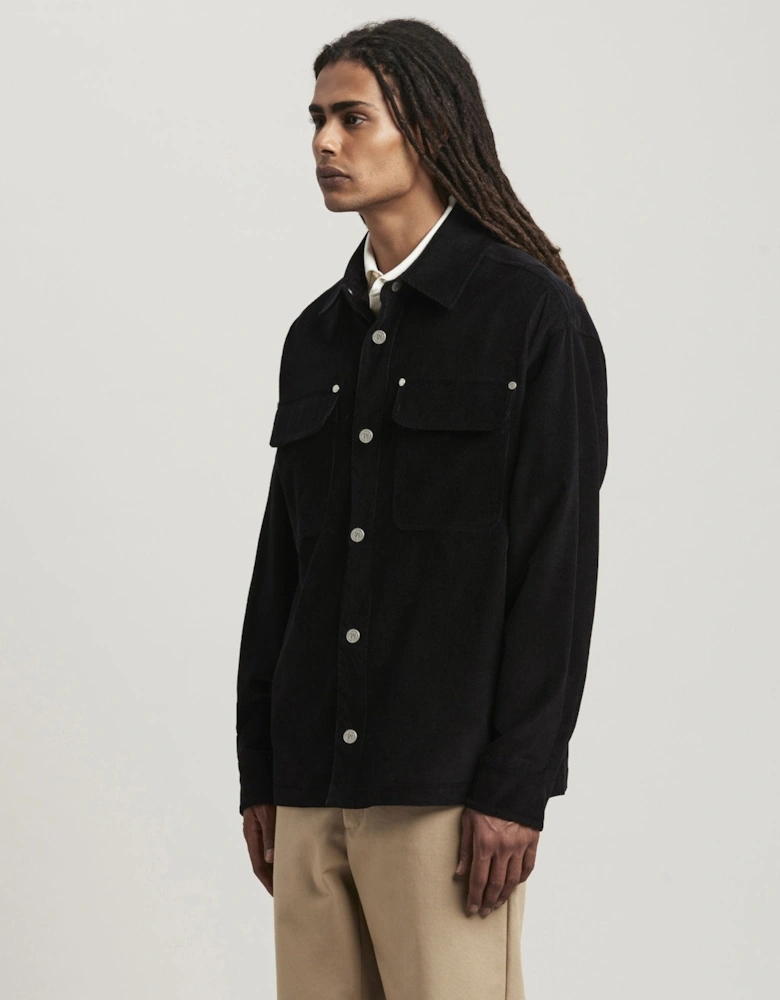 Velvet Back Logo Overshirt Black