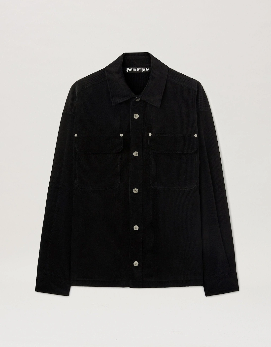 Velvet Back Logo Overshirt Black, 7 of 6