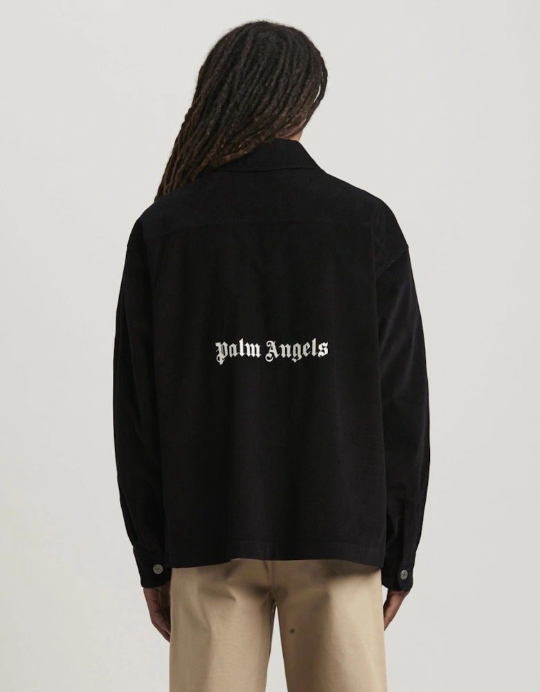 Velvet Back Logo Overshirt Black