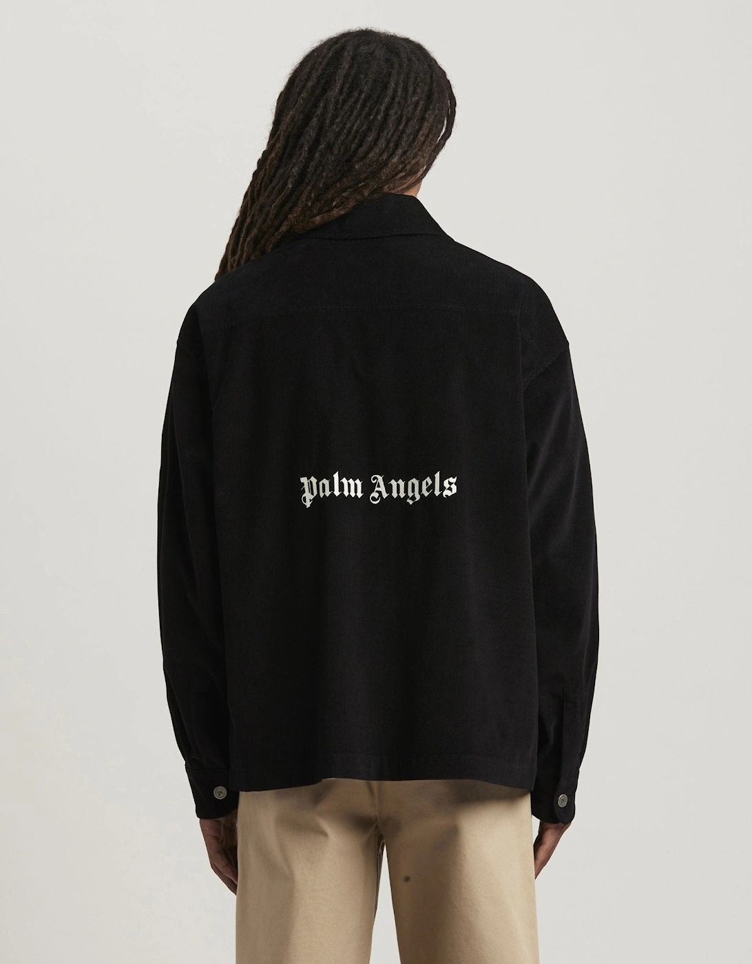 Velvet Back Logo Overshirt Black