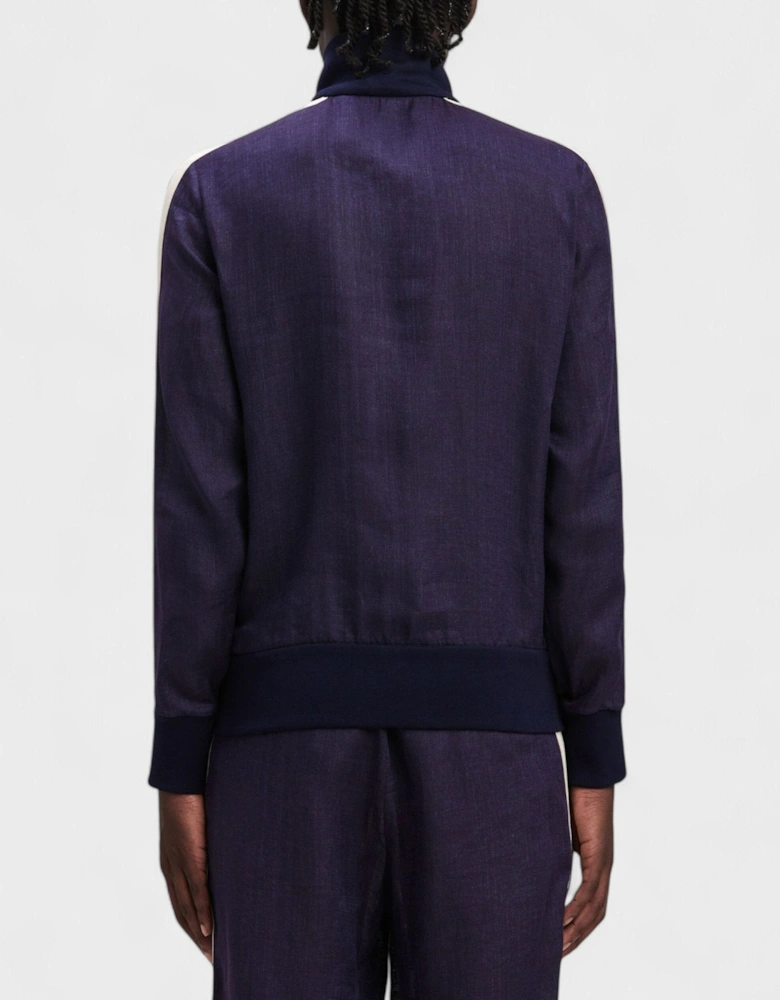 Linen Track Jacket Navy Blue