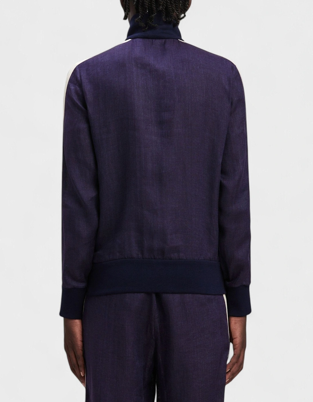 Linen Track Jacket Navy Blue