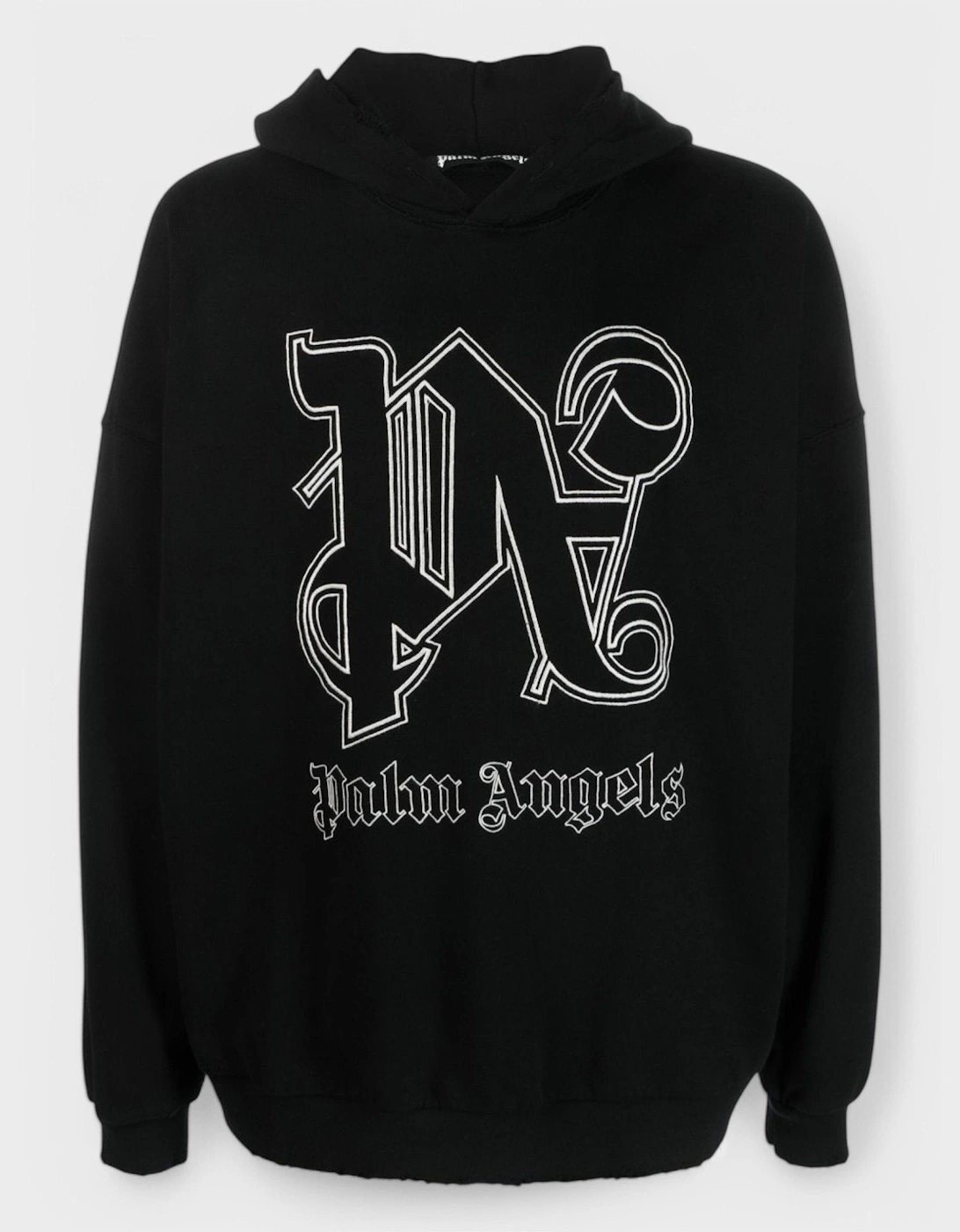 Palm Angels Men's Black Monogram Statet Hoodie Off White  38 M