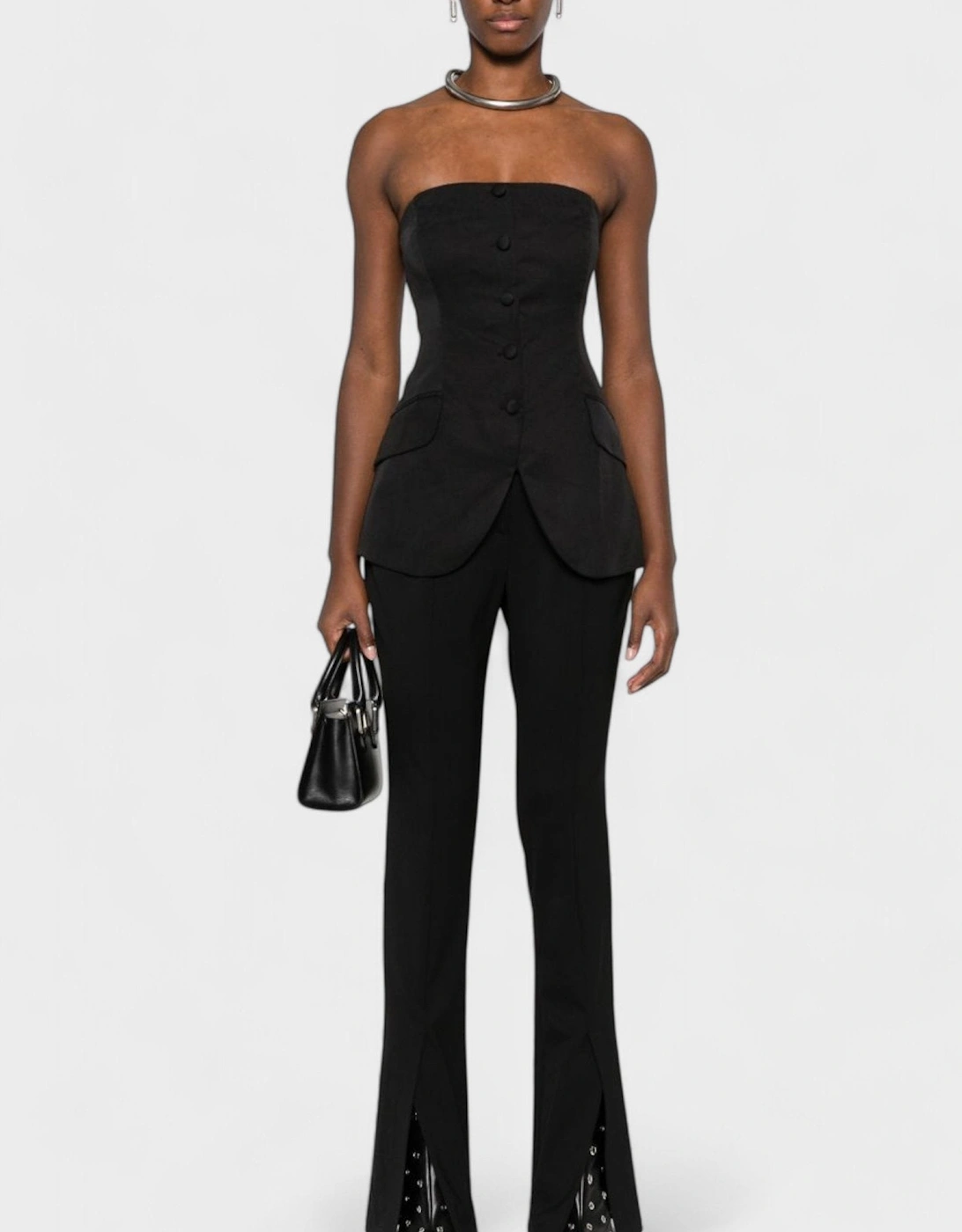 Wool Blend Basic Slim Pant Black