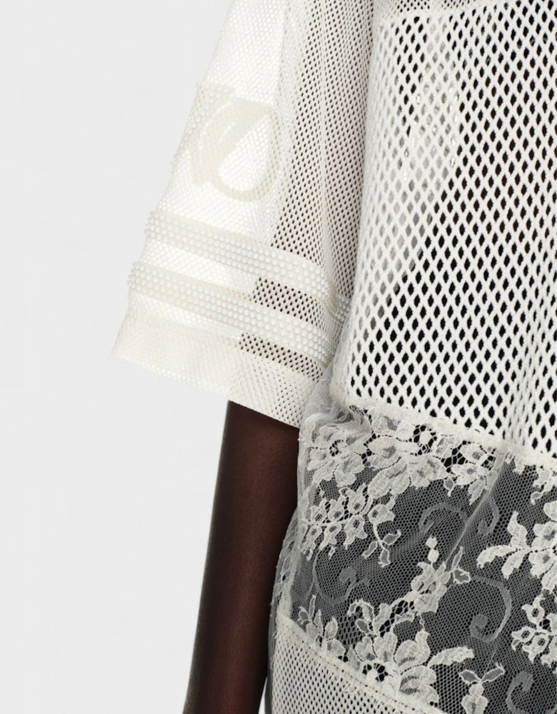 Lace & Mesh Sport Top White