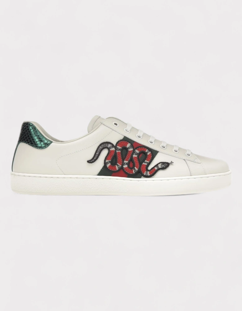 Ace Embroidered Snake White