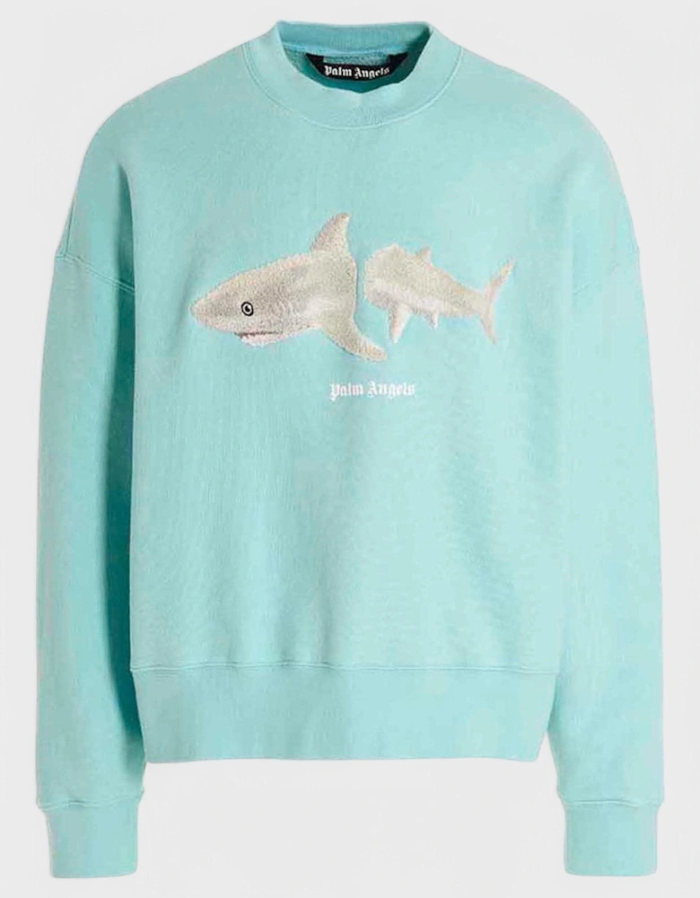 Shark Crewneck Sweater Light Blue/White