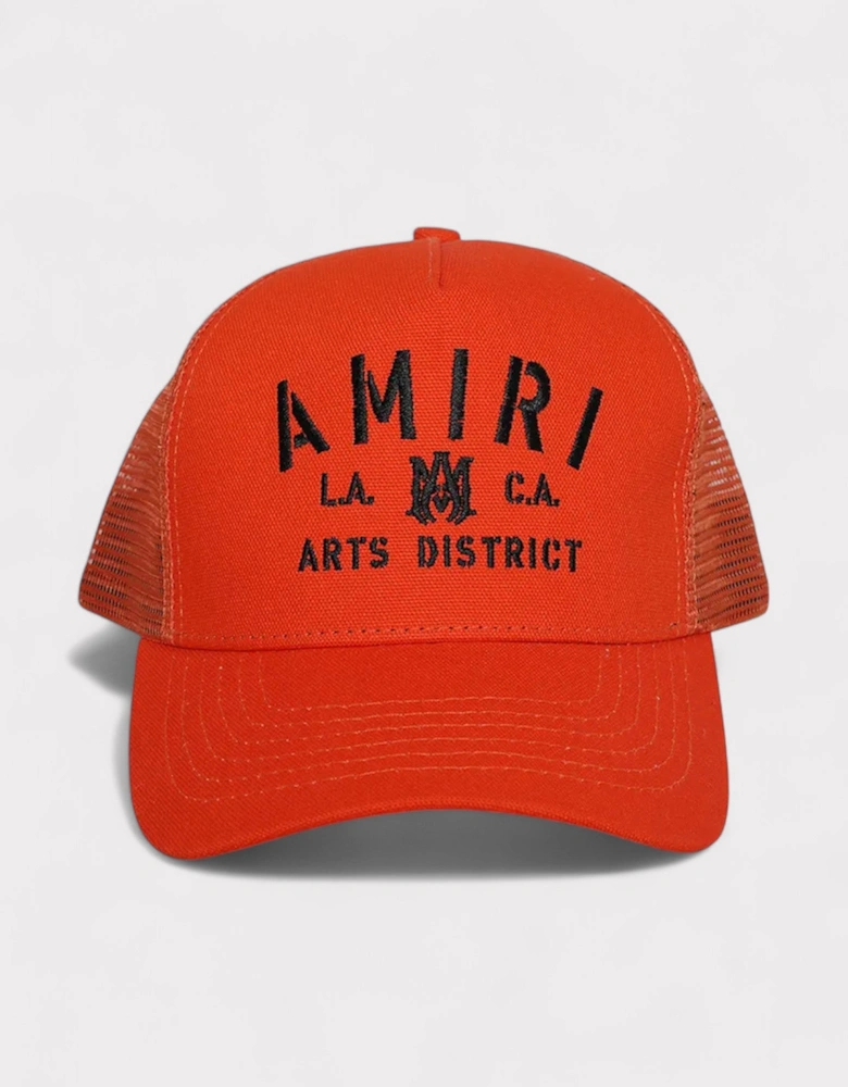 Stencil Trucker Hat Orange/Black