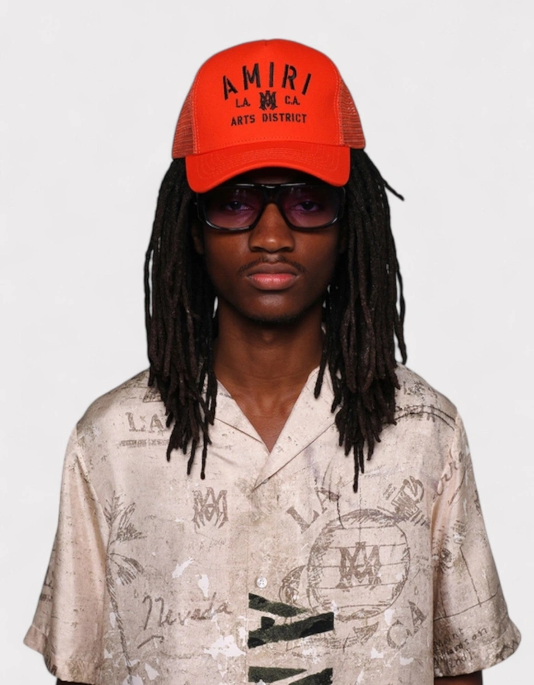 Stencil Trucker Hat Orange/Black