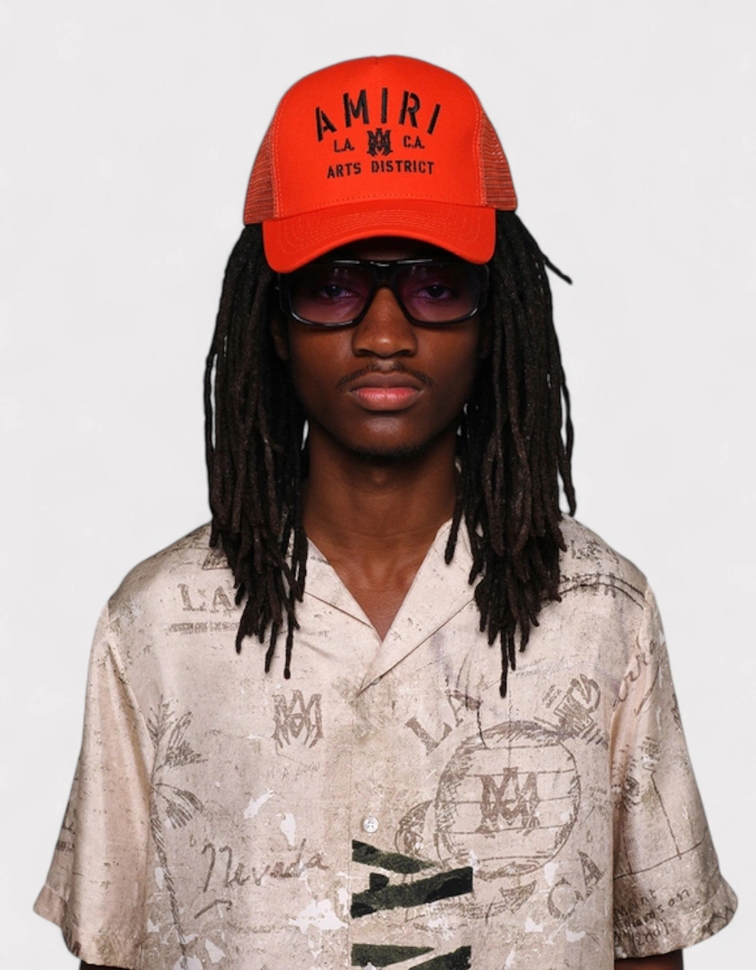 Stencil Trucker Hat Orange/Black