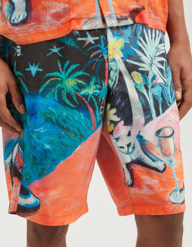 Oil On Canvas Long Swimshorts Multi