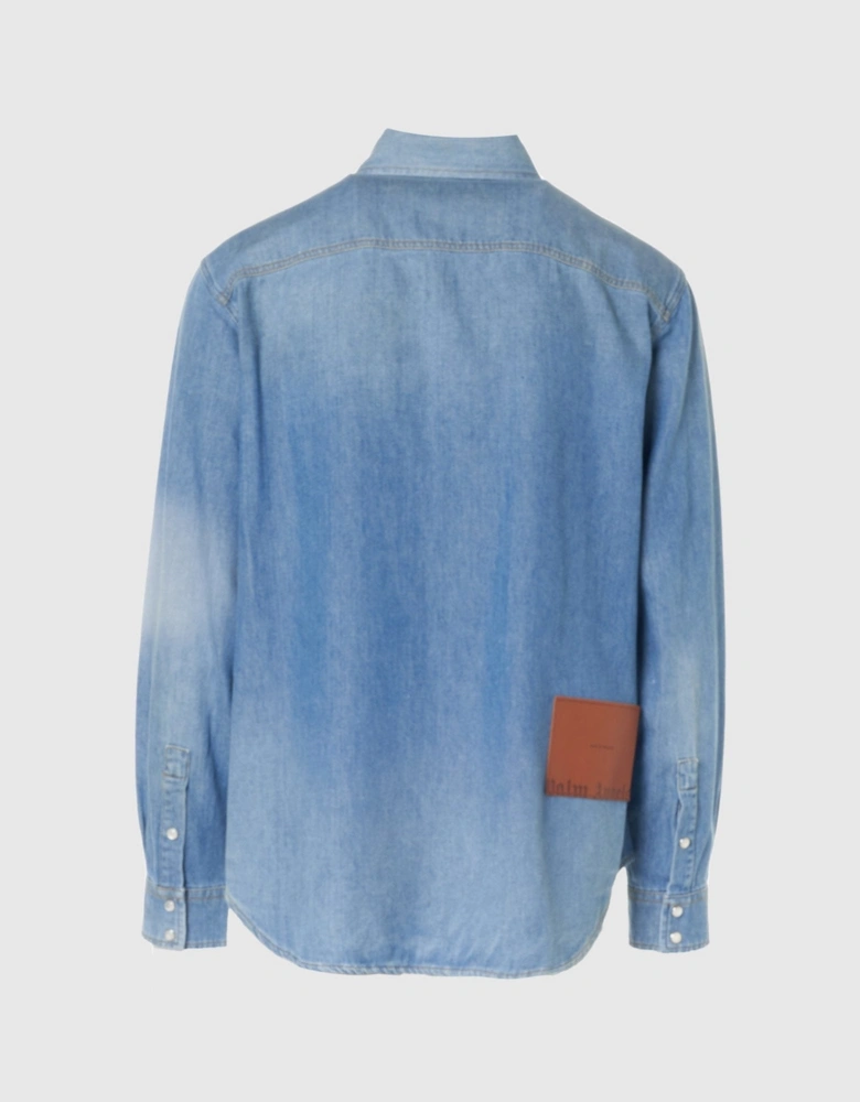 Pa Monogram Denim Shirt Light Blue