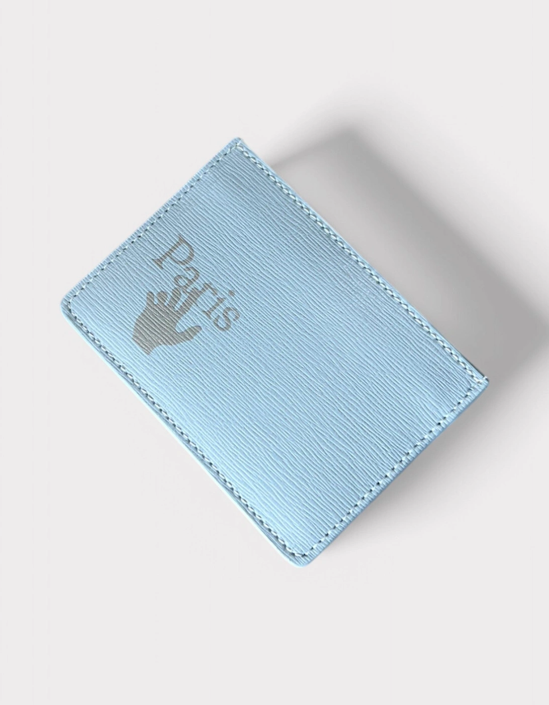 Paris Quote Card Holder Light Blue