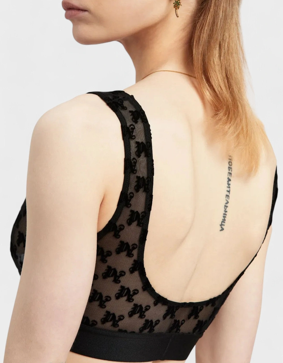 Monogram Lace Bra Black
