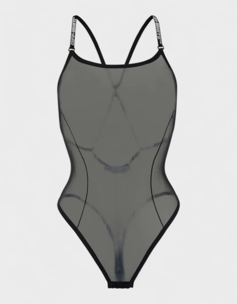 Off White Logo Band Mesh Crossed Body Black
