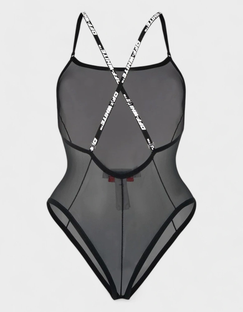 Off White Logo Band Mesh Crossed Body Black