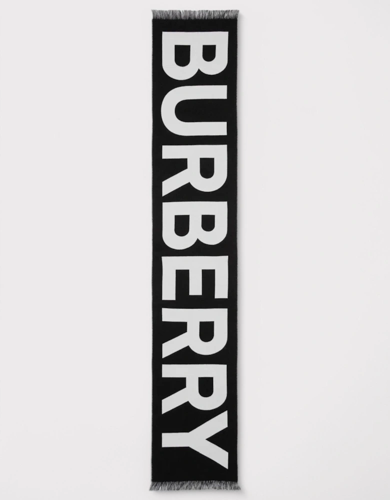 Logo Wool Scarf Black