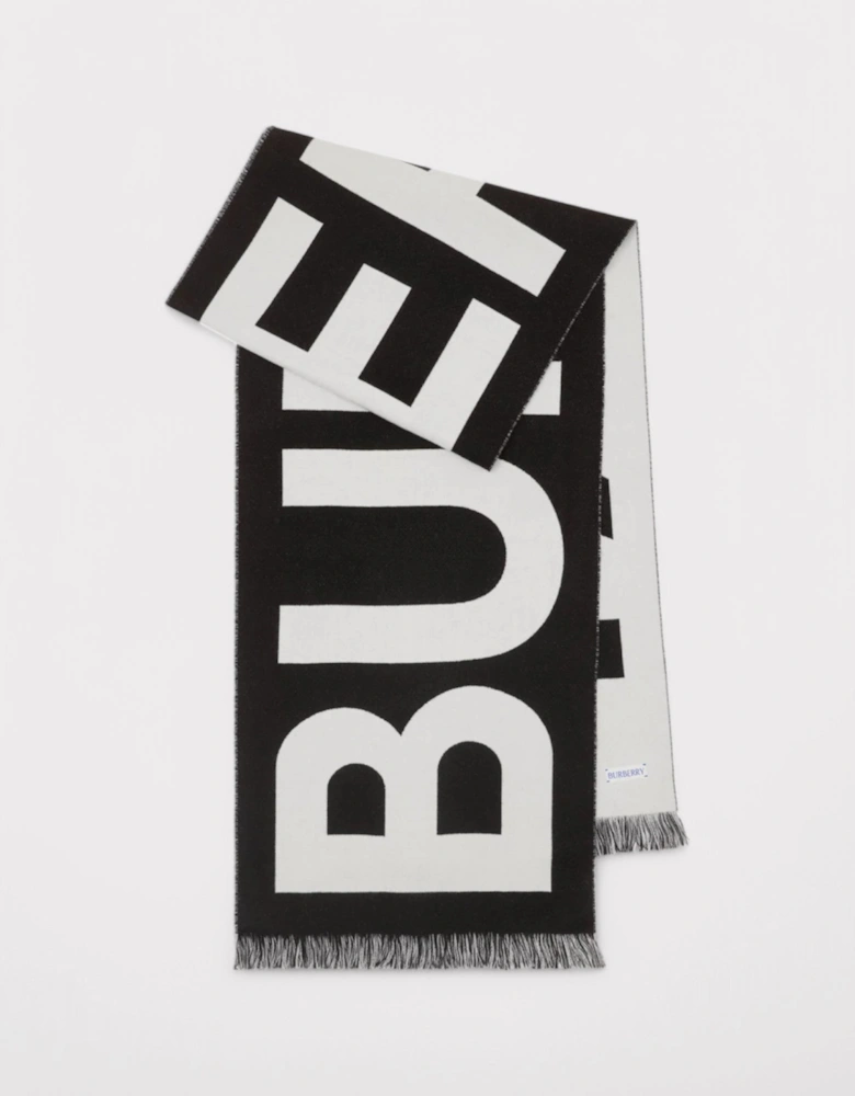 Logo Wool Scarf Black