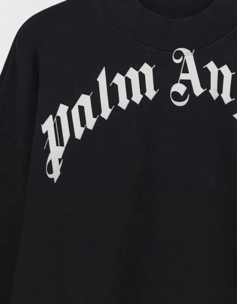 Boys Classic Curved Logo Crewneck Black