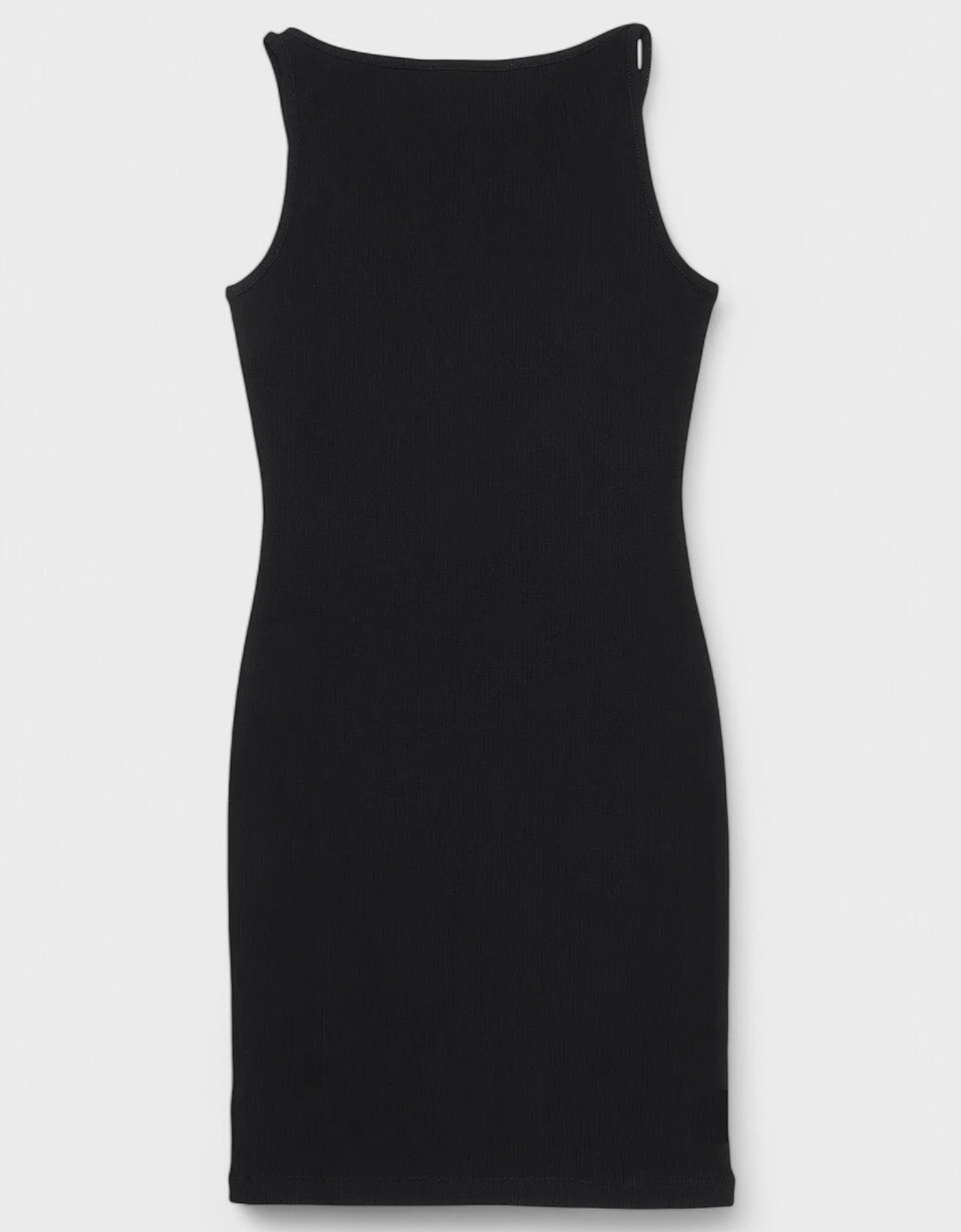 Off Stamp Basic Rib Dress Black White