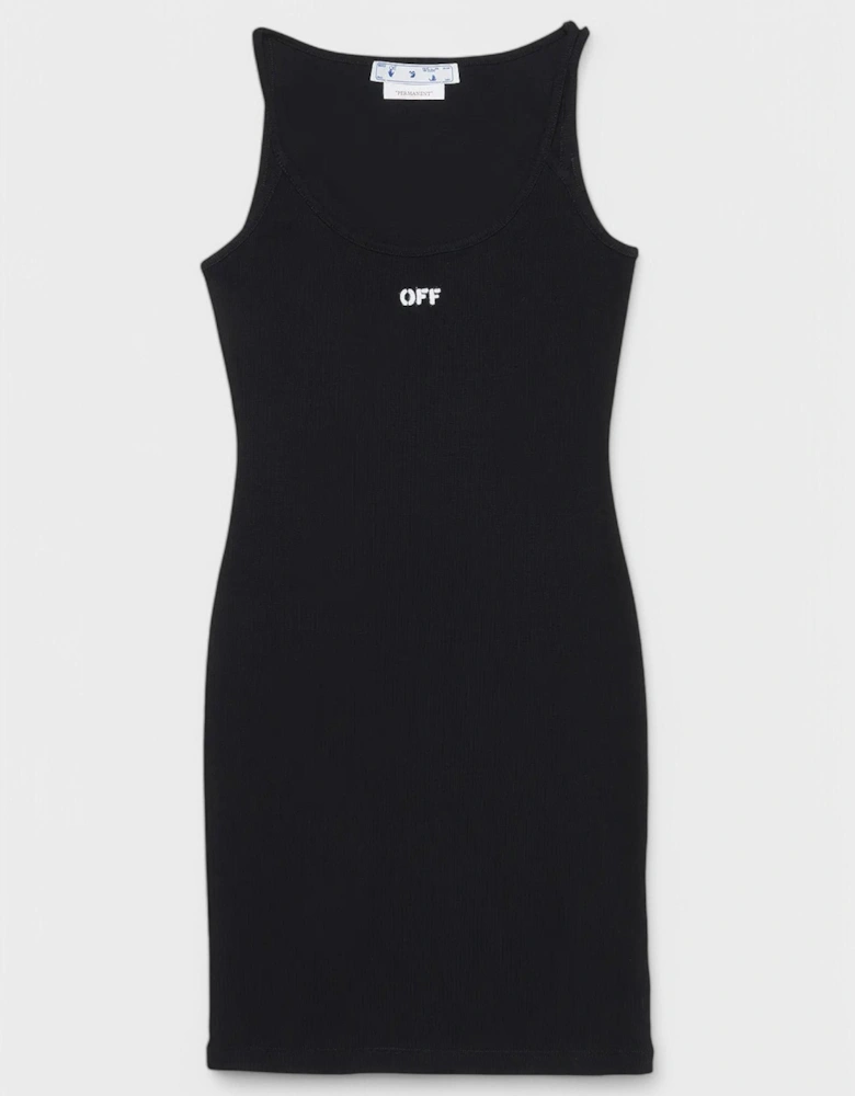 Off Stamp Basic Rib Dress Black White