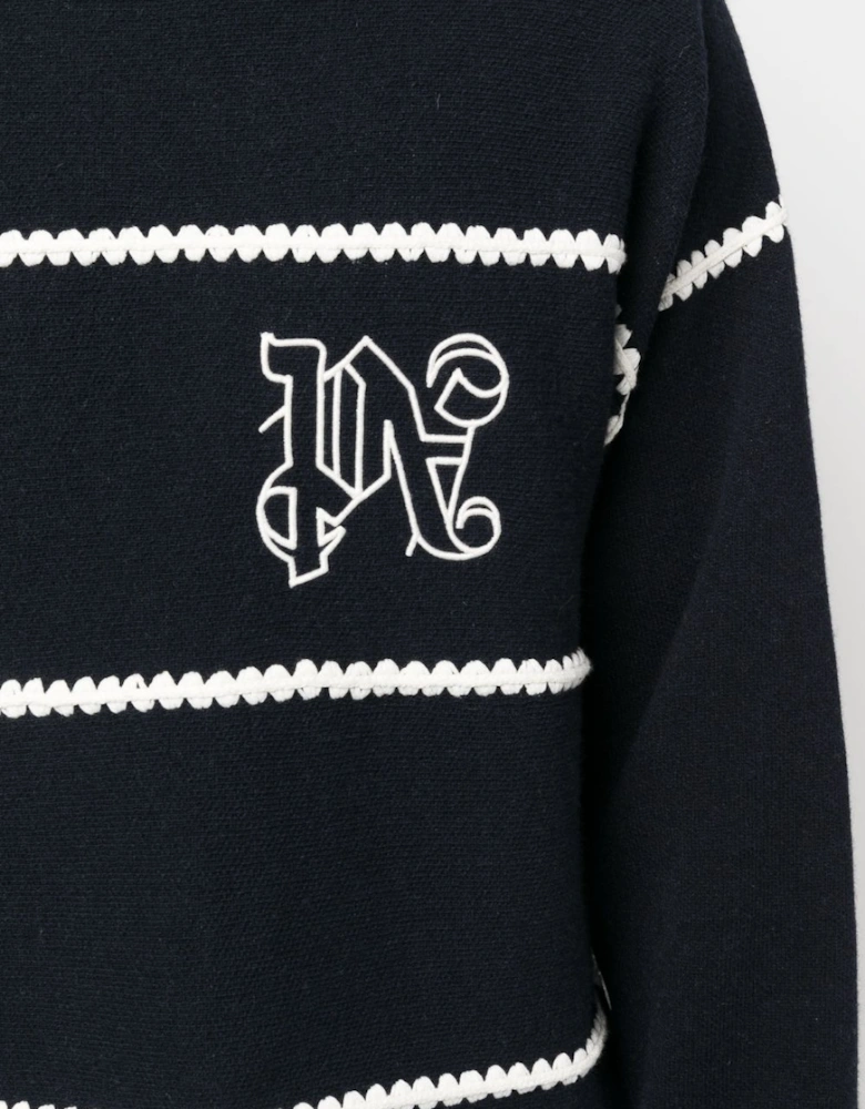 Monogram Striped Sweater Navy Blue