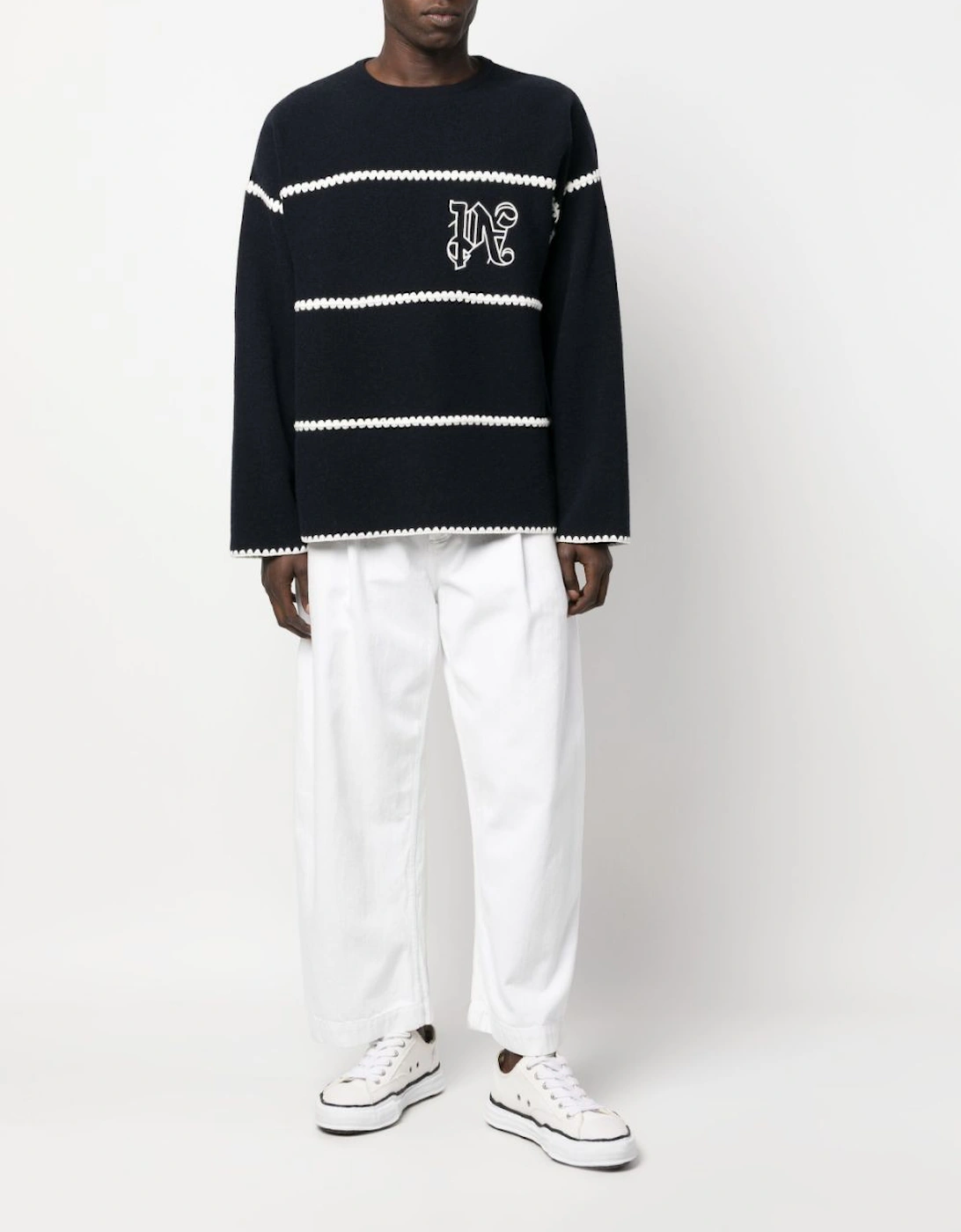 Monogram Striped Sweater Navy Blue