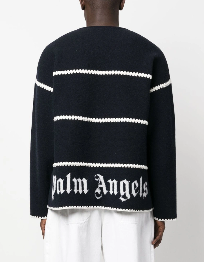 Monogram Striped Sweater Navy Blue