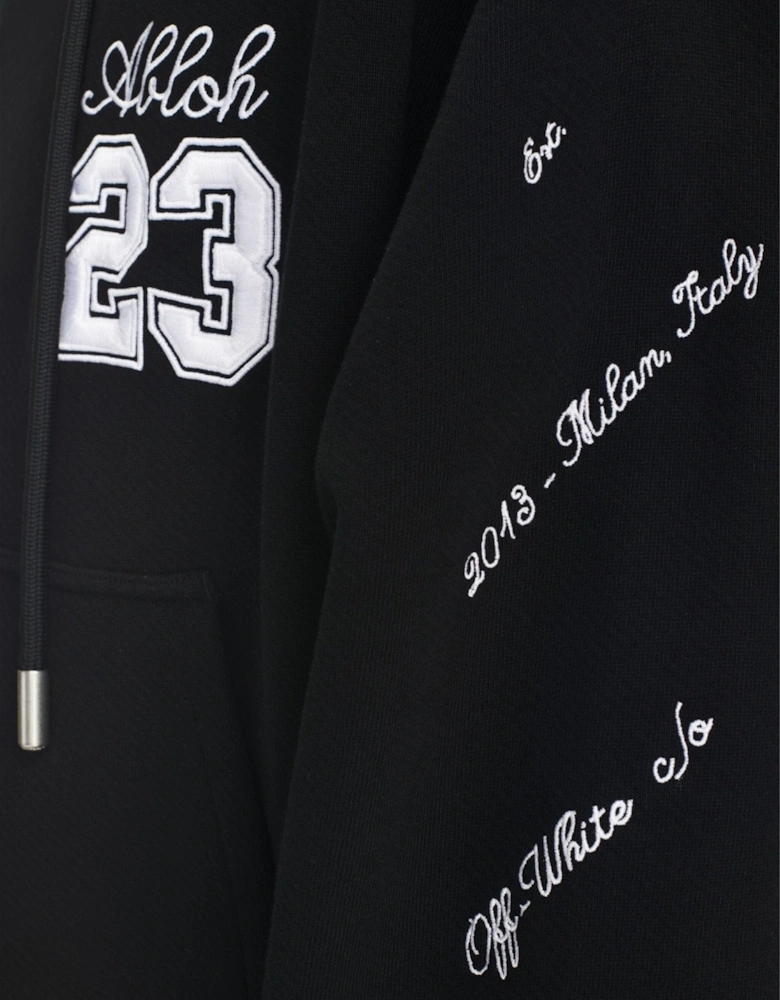 23 Skate Logo Embroidered Hoodie Black White