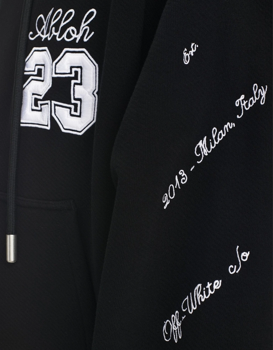 23 Skate Logo Embroidered Hoodie Black White