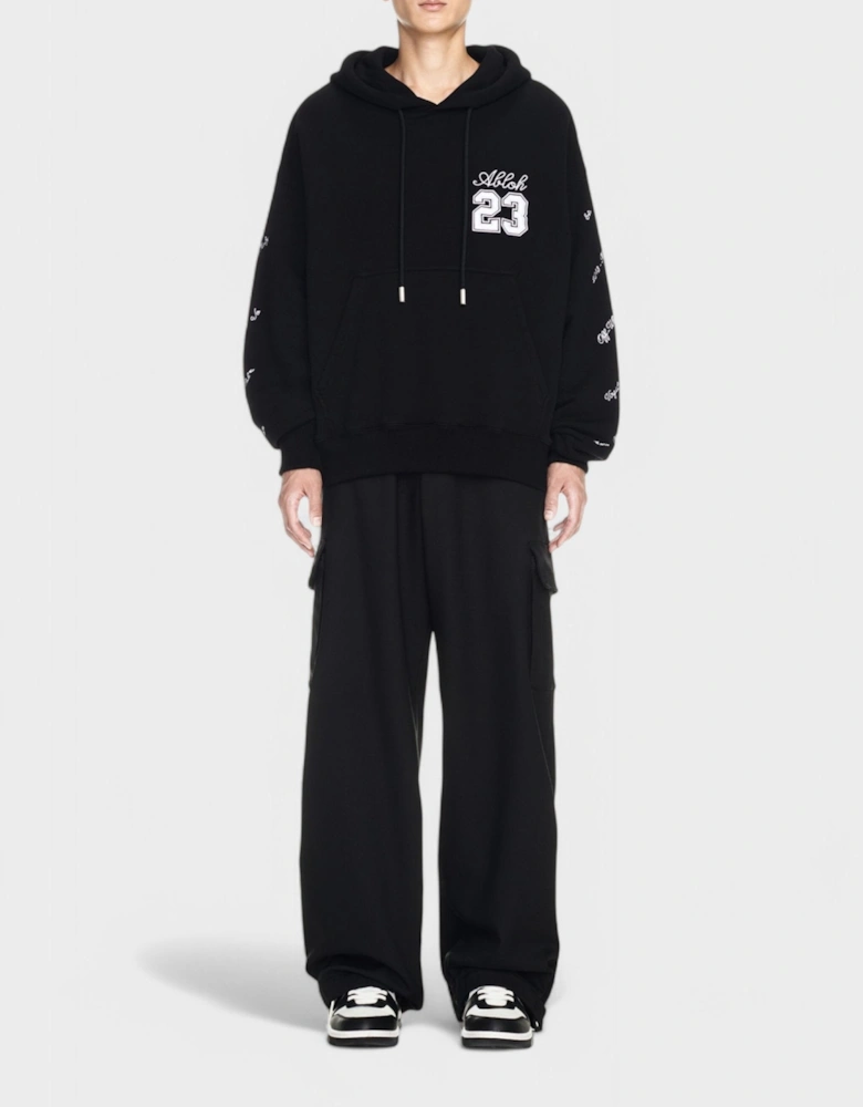 23 Skate Logo Embroidered Hoodie Black White