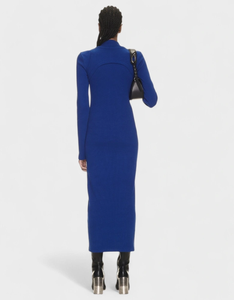 Off Stamp Rib Round Long Dress Blue