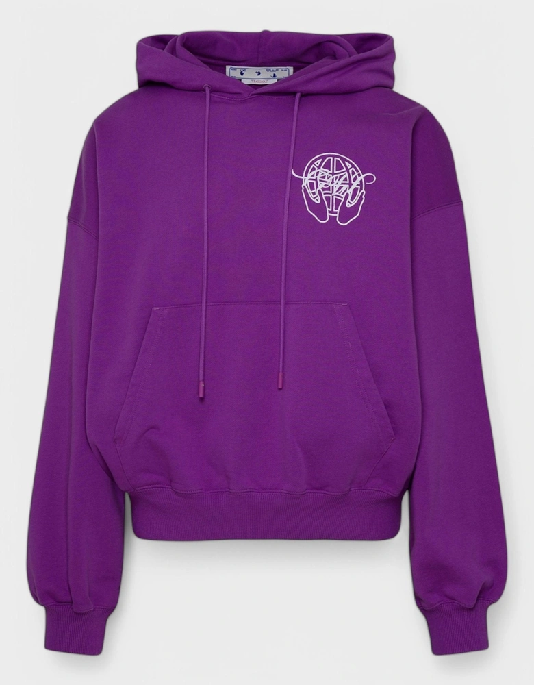 Hand Arrow Boxy Hoodie Orchid/White