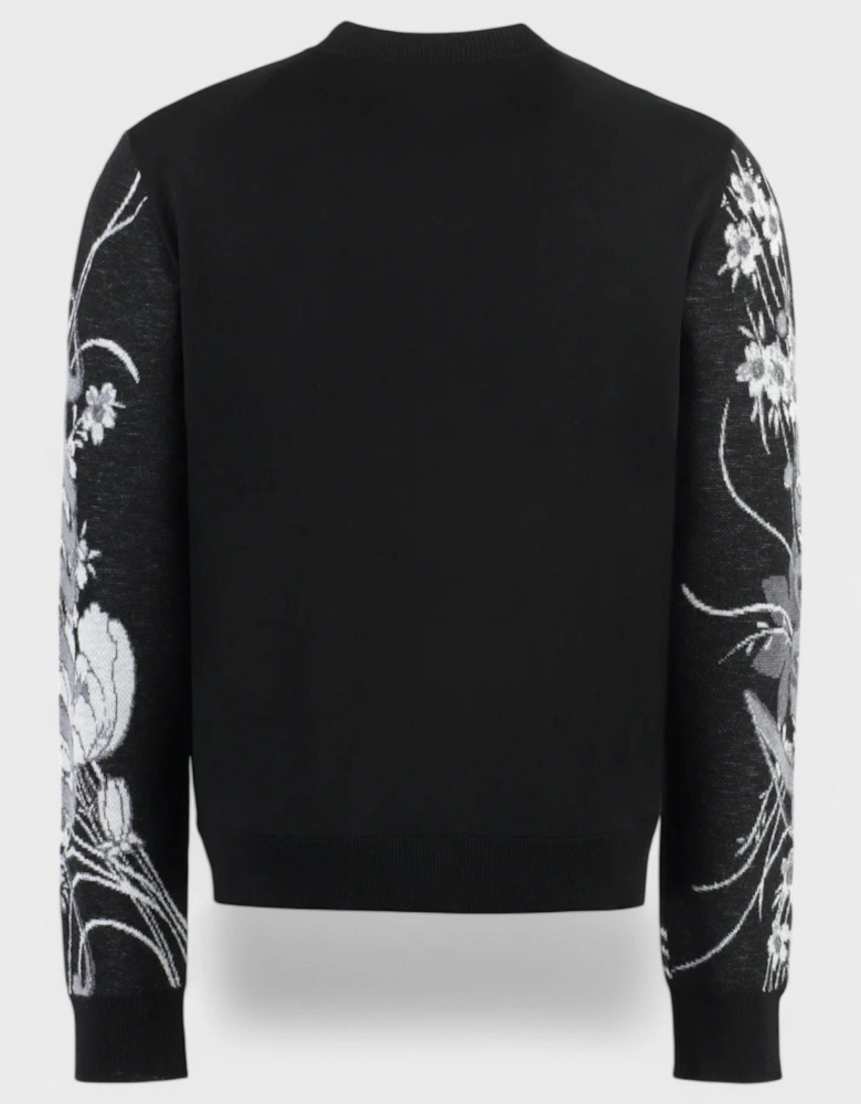 Floral Arm Print Crew Black