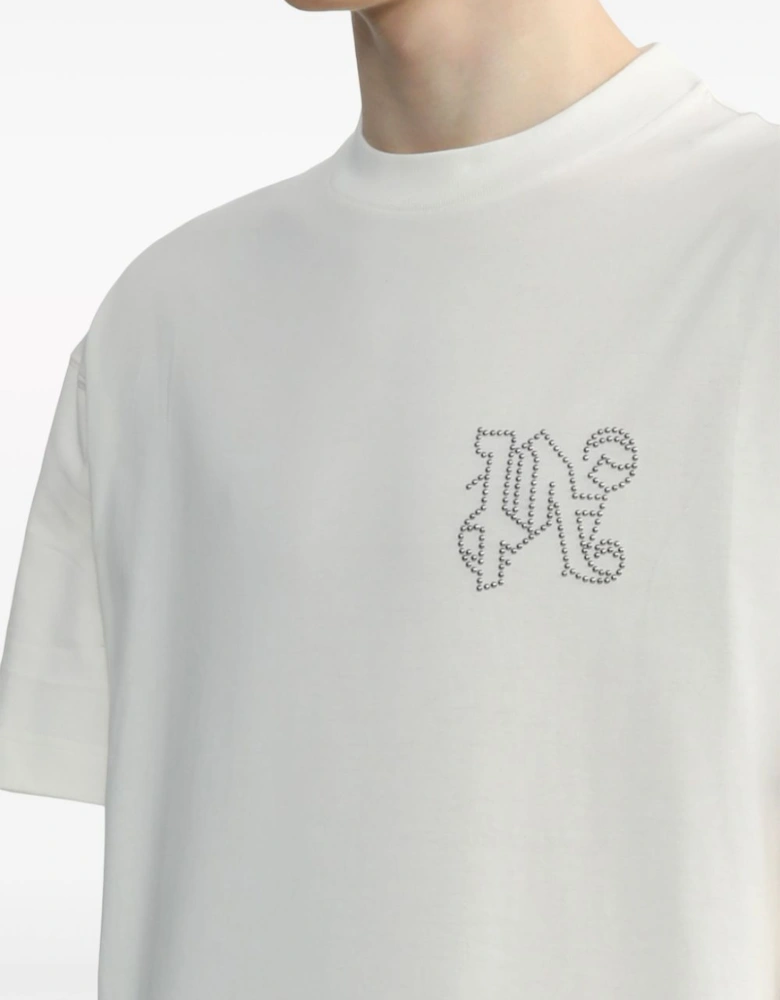 Monogram Studded T Shirt White