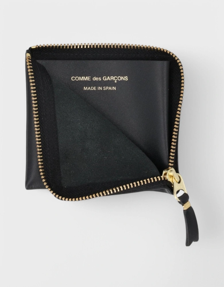 Comme Des Garcons Wallet Zip Round Black Calf Leather