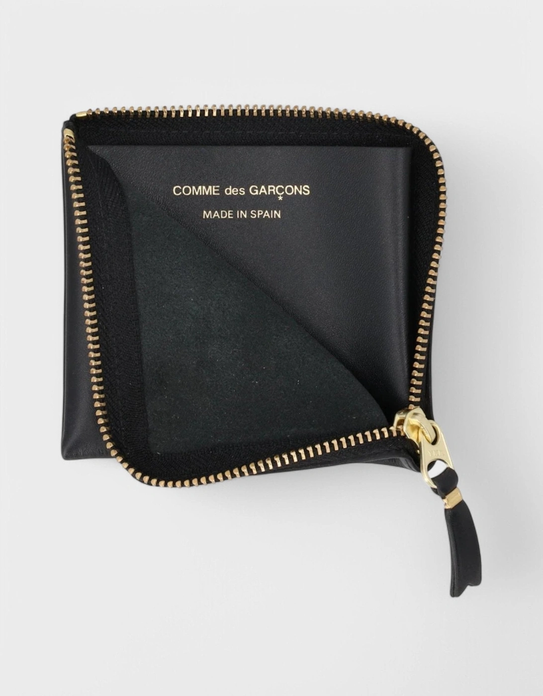 Comme Des Garcons Wallet Zip Round Black Calf Leather