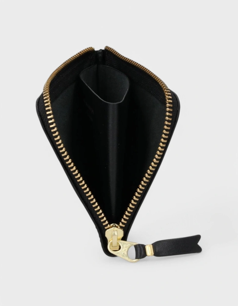 Comme Des Garcons Wallet Zip Round Black Calf Leather