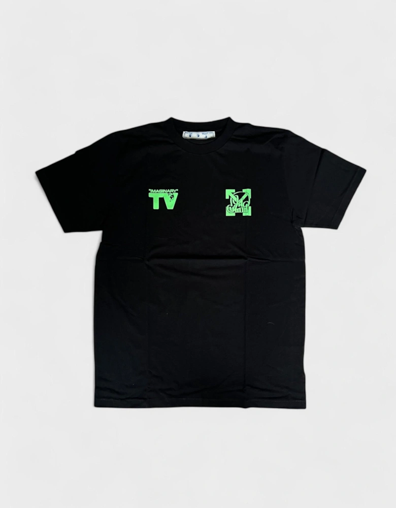 Off White Katsu TV S/S T-Shirt Black Green Fluo