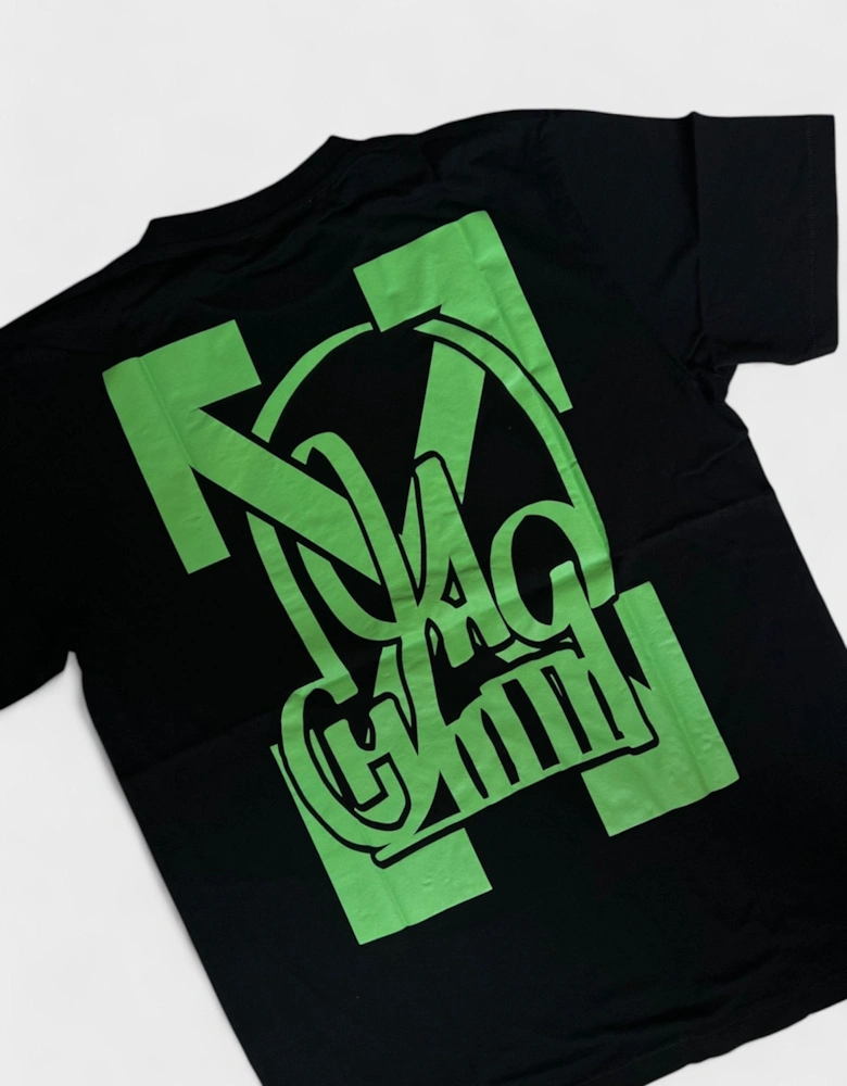 Off White Katsu TV S/S T-Shirt Black Green Fluo