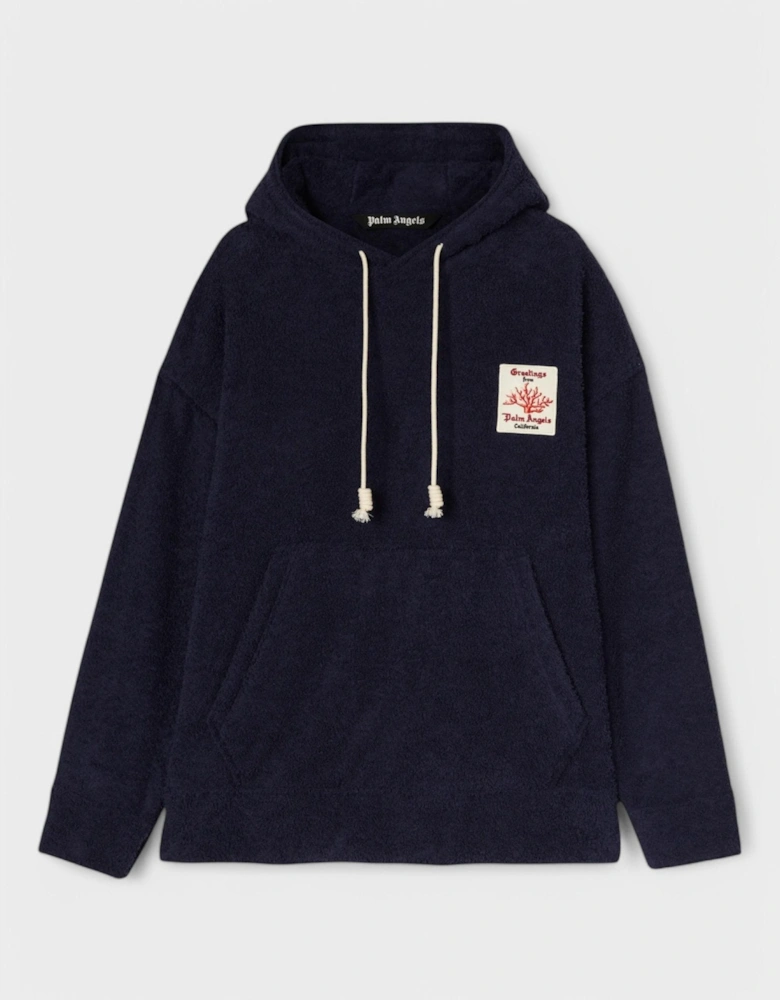 Coral Terry Hoodie Navy