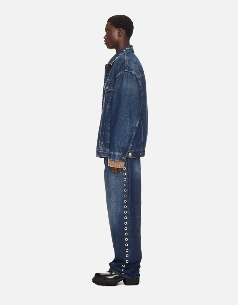 Eyelet Denim Over Jacket Medium Blue