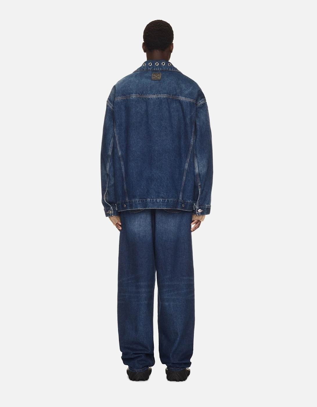 Eyelet Denim Over Jacket Medium Blue