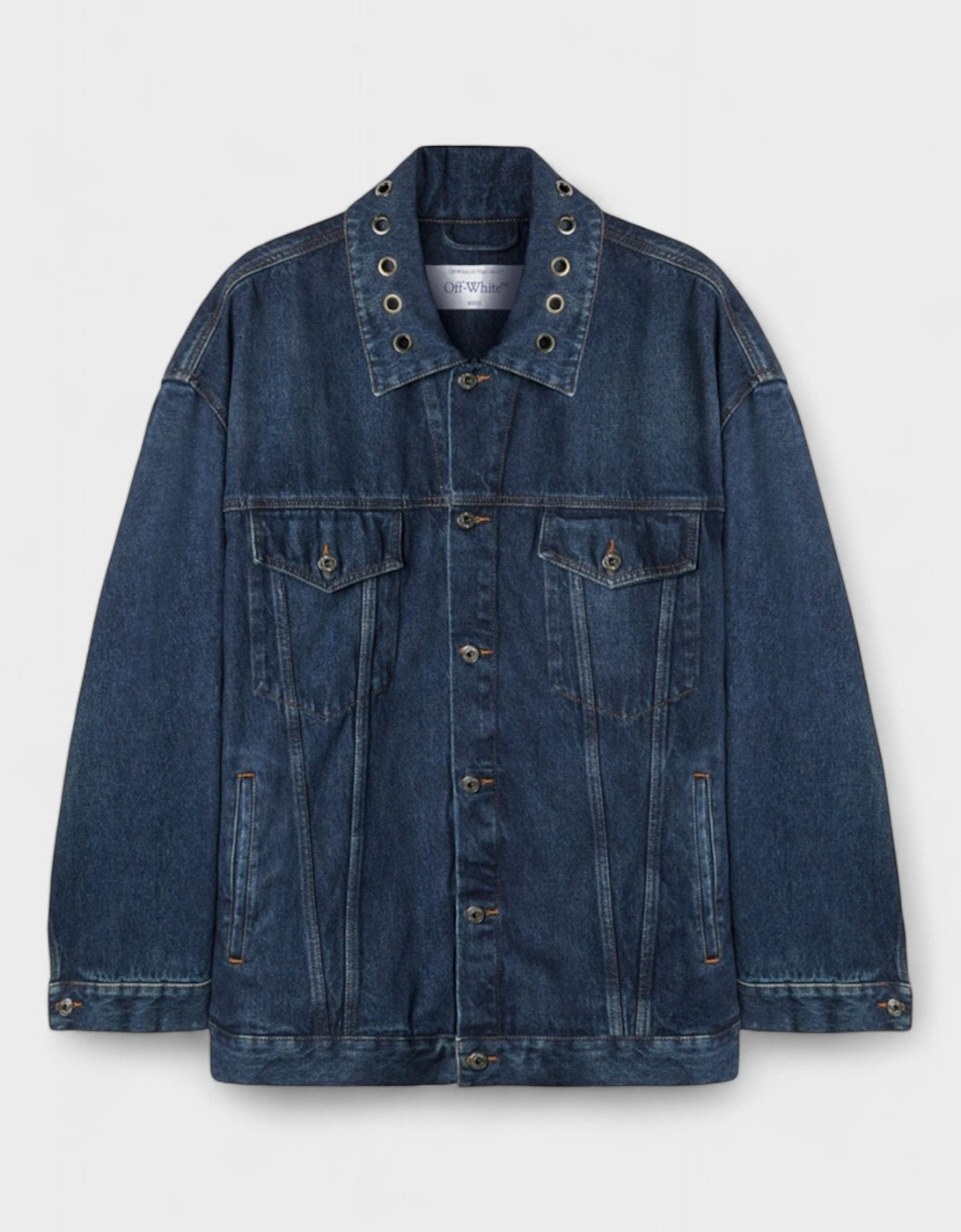 Eyelet Denim Over Jacket Medium Blue, 6 of 5