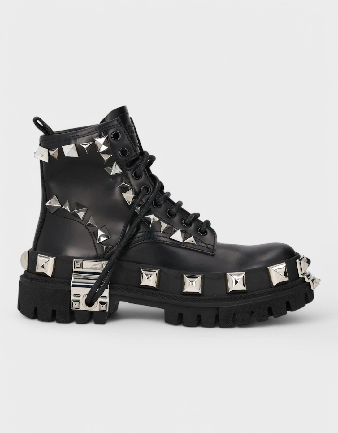 Studded Combat Boots Lace-Up Black, 8 of 7