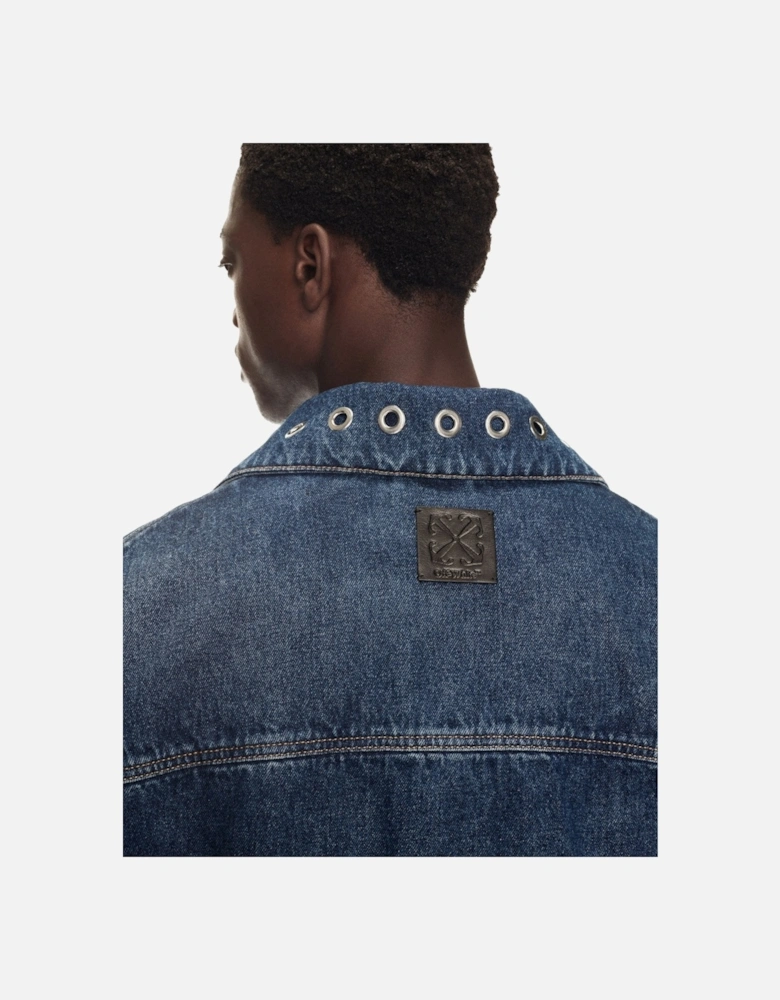 Eyelet Denim Over Jacket Medium Blue