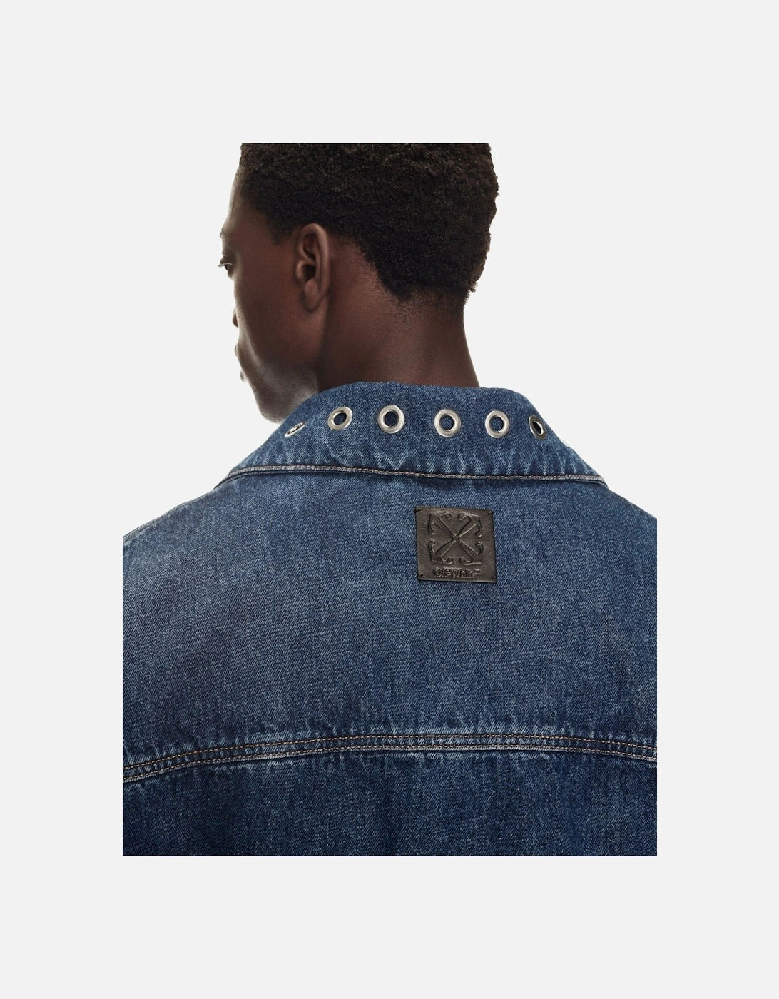 Eyelet Denim Over Jacket Medium Blue