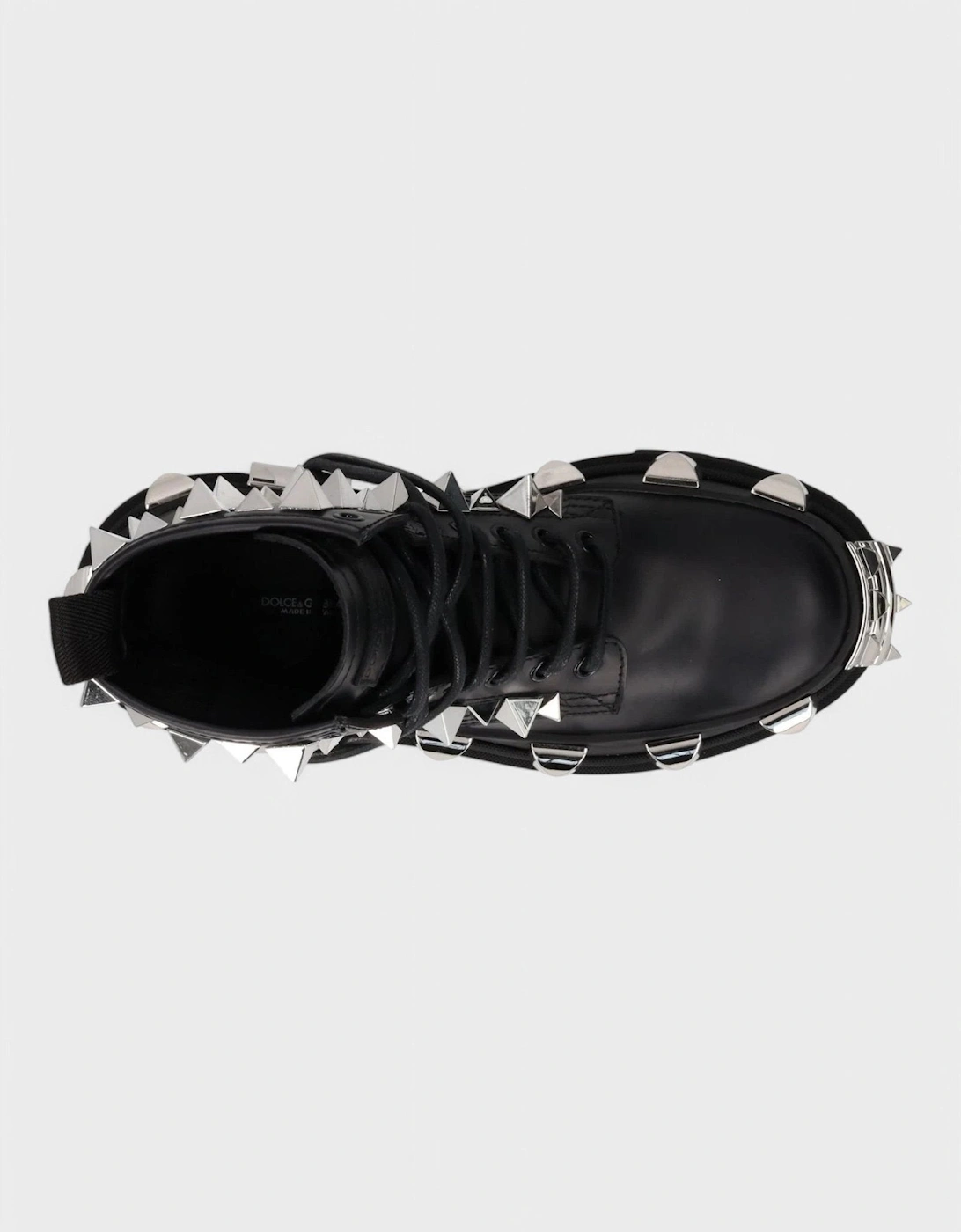 Studded Combat Boots Lace-Up Black