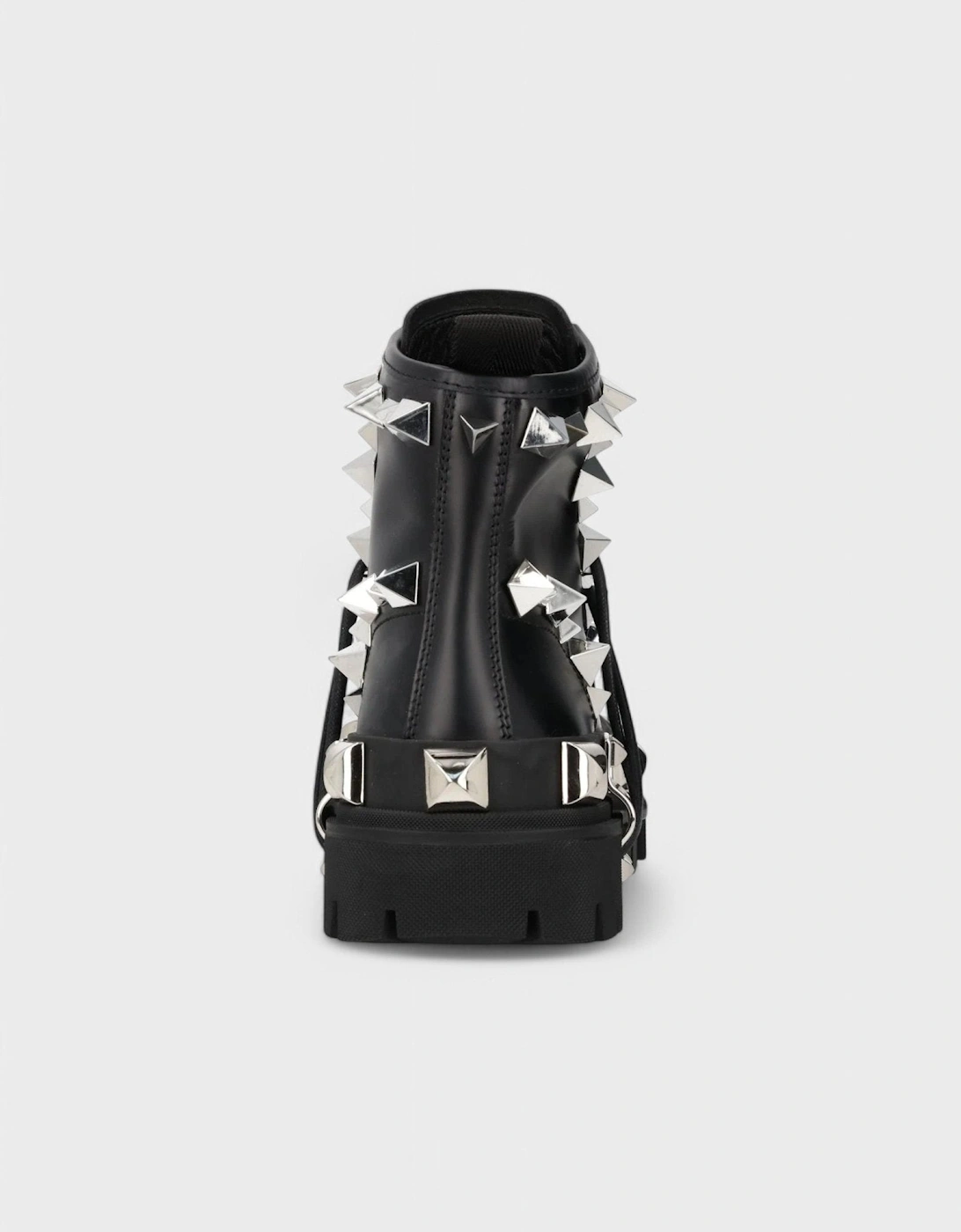 Studded Combat Boots Lace-Up Black
